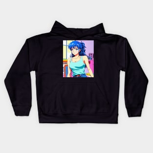 anime girl lofi music 90s retro aesthetic Anime Kids Hoodie